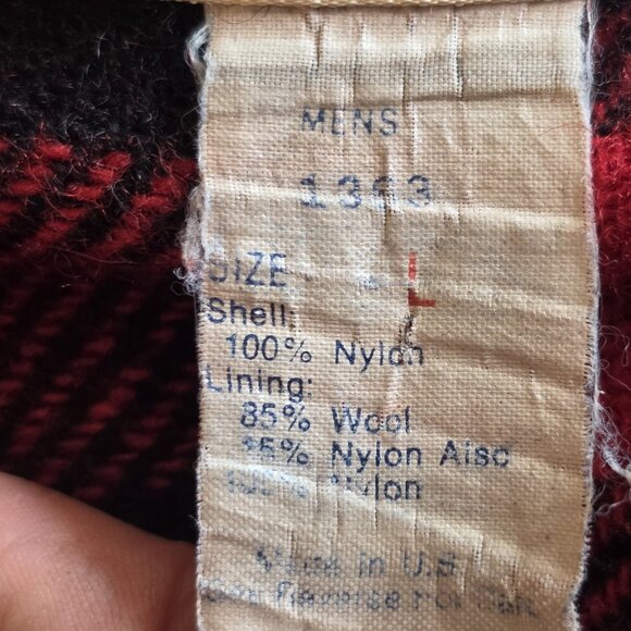 L.L. Bean Baxter State Parka VTG 90s Wool Buffalo Plaid Lined Blue Jacket Large - Picture 12 of 16